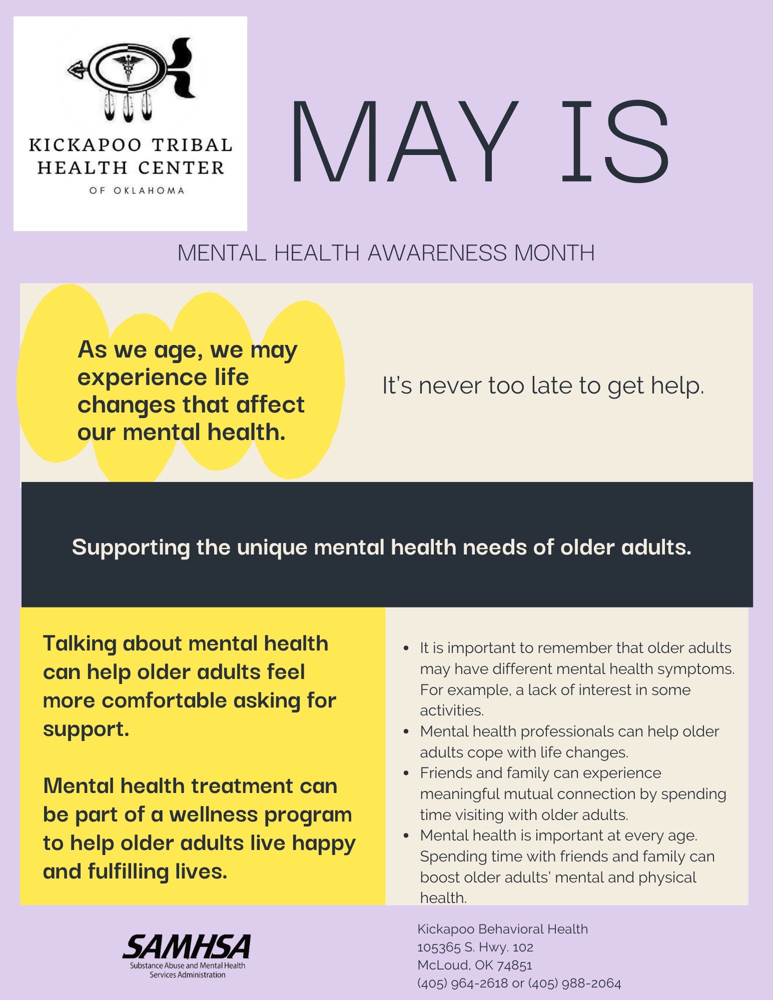 May Is Mental Health Awareness Month Kickapoo Tribal Health Center