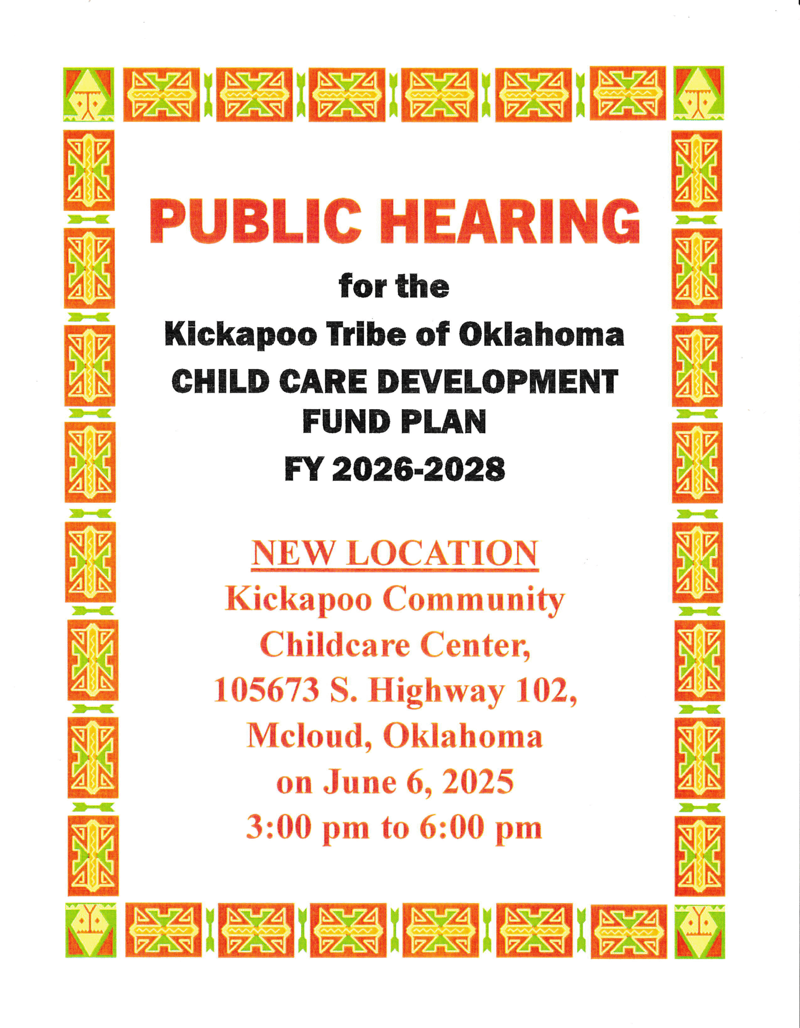 Kickapoo Public Ramp Public Hearing – Kickapoo Tribal Health Center